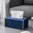 Elegant Grey Fabric Serviette/Tissue Holder with Gold Trim - 1
