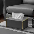 Elegant Grey Fabric Serviette/Tissue Holder with Gold Trim - 2