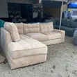 5 Seater Beige Tufted Corner Sofa - 2