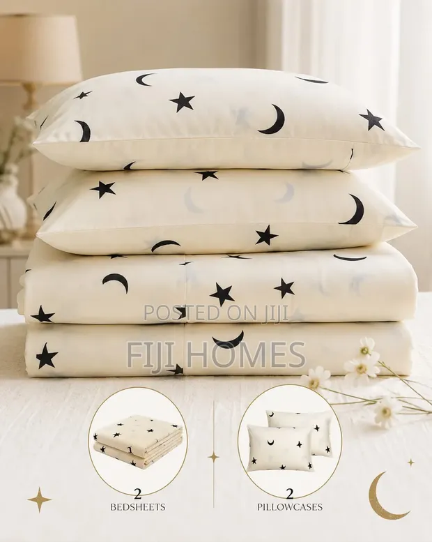 4pc Printed Cotton Bedsheet Set - 4x6 / 5x6 / 6x6 - 1