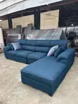 5 Seater Teal Piped L-Shaped Sofa - 2
