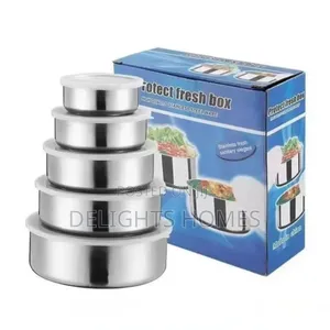 5pcs Stainless Steel Fresh Storage Box Set