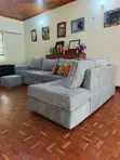 Grey 5 Seater L-Shaped Sofa with Ottoman - 2