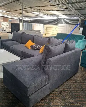 5 Seater L-Shaped Sofa - Charcoal Grey