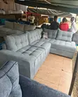 Stylish 5-Seater Grey Tufted L-Shaped Sofa - 2