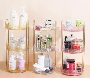2-Layer 360° Rotating Makeup Storage Rack Organizer