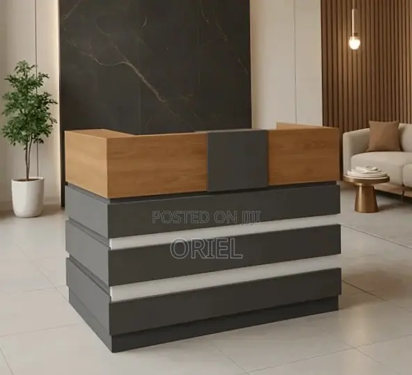 1.4M Custom Reception Desk - Brown - 1
