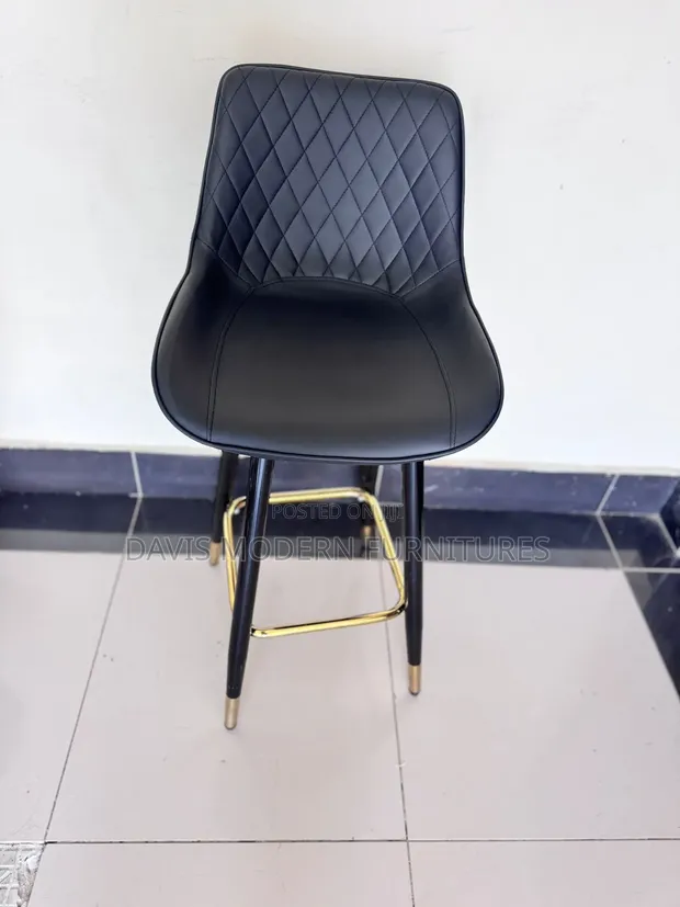 Luxe Quilted High Bar Stools - Black/Gold - 1