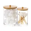 Double Compartment Acrylic Makeup Organizer with Bamboo Lid - 2