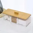 3 Compartment Acrylic Makeup Organizer with Bamboo Lid - 2