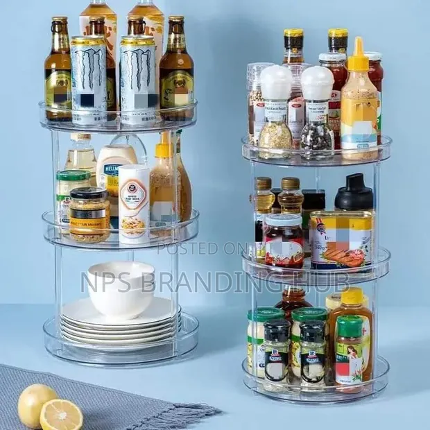 3-Layer 360 Rotation Cabinet Turntable Organizer / Lazy Susan - 1