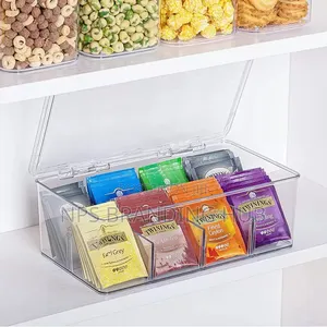 8 Slot Tea Bag & Coffee Organizer Container with Removable Divider