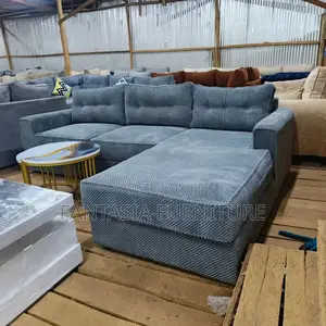 Brand New 5 Seater Grey Fabric L-Shaped Sofa - Free Delivery