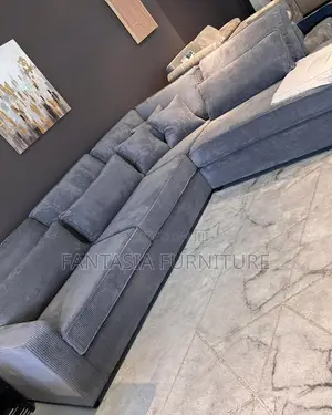 Elegant 5-Seater Grey Fabric L-Shaped Sofa