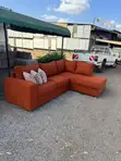 5 Seater Burnt Orange L-Shaped Sofa - 1