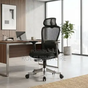 Ergonomic Swivel Recliner Office Chair - Black Fabric