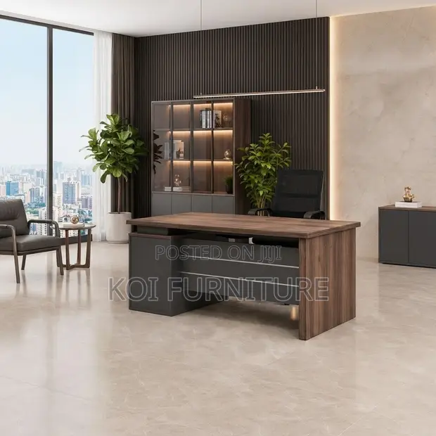 Executive Home Office Desk with Drawer - 140cm Brown - 1