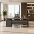 Executive Home Office Desk with Drawer - 140cm Brown - 5
