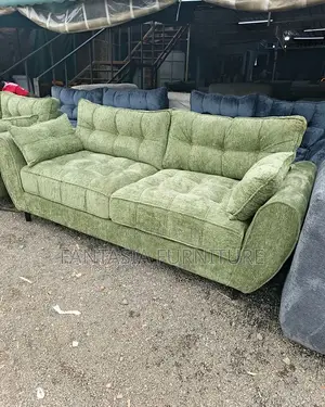 3 Seater Olive Green Butterfly Tufted Sofa
