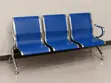 Blue 3-Seater Reception Bench with Chrome Frame - 2