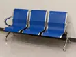 Blue 3-Seater Reception Bench with Chrome Frame - 3