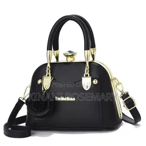 Elegant Black Evening Bag with Gold Accents