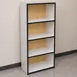 Modern 4-Tier Open Storage Shelving Unit | White/Black/Wood - 2