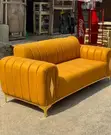 Trendy Mustard Yellow Ribbed 3-Seater Sofa - 1