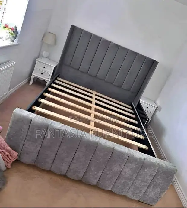 5x6 Grey Ribbed Panel Chester Bed Frame - 1