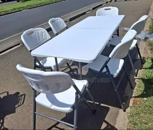 Foldable Chairs with Table - White