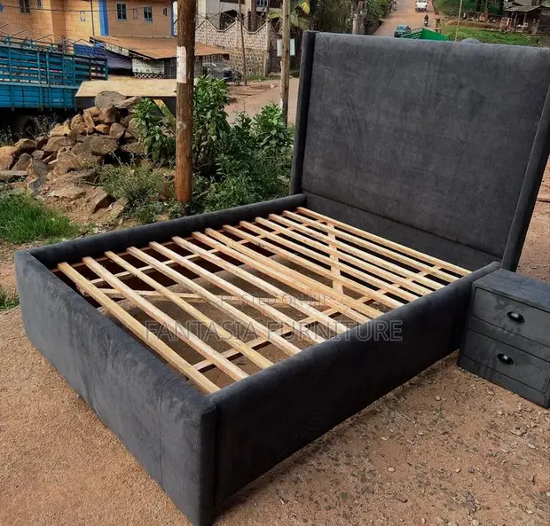 5x6 Charcoal Grey Wingback Chester Bed - 1