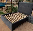 5x6 Charcoal Grey Wingback Chester Bed - 1