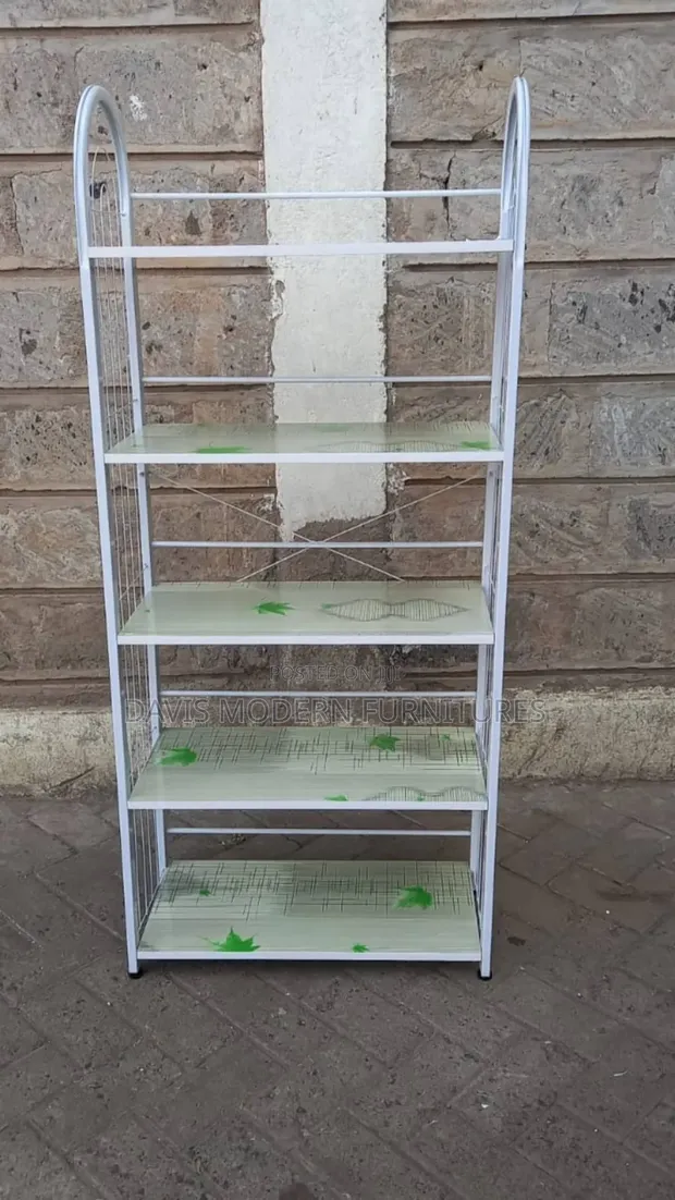 5-Tier Metallic Shoe Rack - White - 1