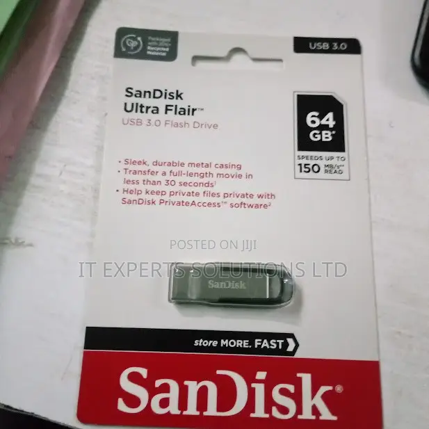 SanDisk 64GB Ultra Flair USB 3.0 Flash Drive - 1