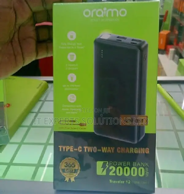 Oraimo Traveller Link 20 12W 20000mAh Power Bank with Inbuilt Cable - 1