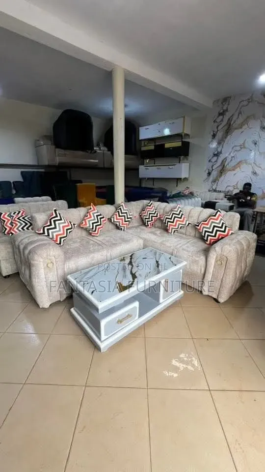 Beige 5-Seater L-Shaped Sofa - 1