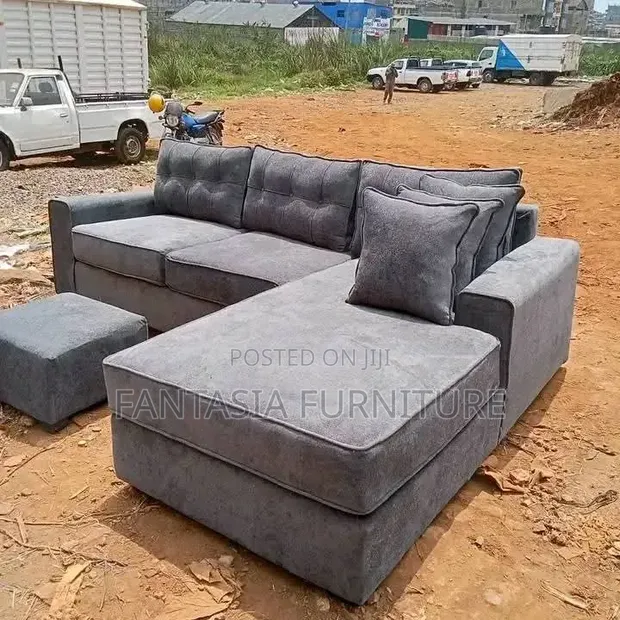 Brand New Grey 5-Seater Corner Seat with Ottoman - 1
