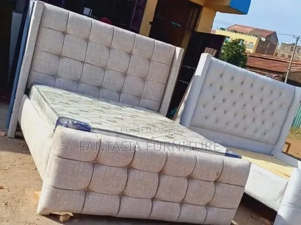 Beige 5x6 Bed Frame - Brand New - 1