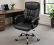 High Back Leather Swivel Computer Chair with Armrests - 2