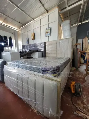Beige 4x6 Chesterfield Bed Frame