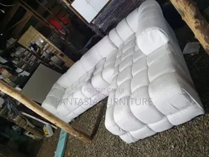 White 7-Seater L-Shaped Bubble Sofa