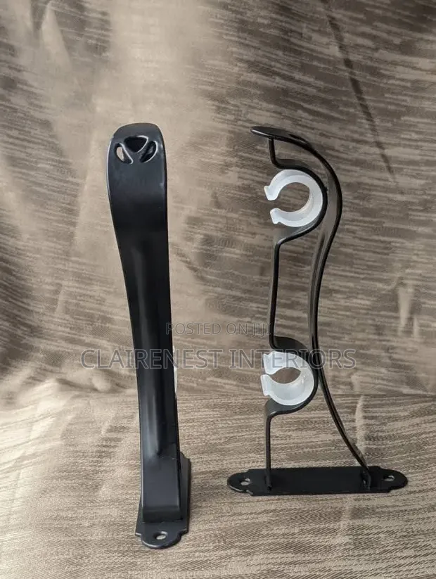 Black Single & Double Powder Coated Curtain Rod Brackets - 1