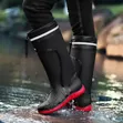 Fashionable Long Tube Waterproof Fleece Rain Boots - 1