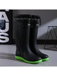 Fashionable Long Tube Waterproof Fleece Rain Boots - 2