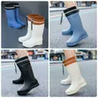 Fashionable Mid Tube Waterproof Fleece Rain Boots - 2