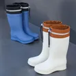 Fashionable Mid Tube Waterproof Fleece Rain Boots - 3