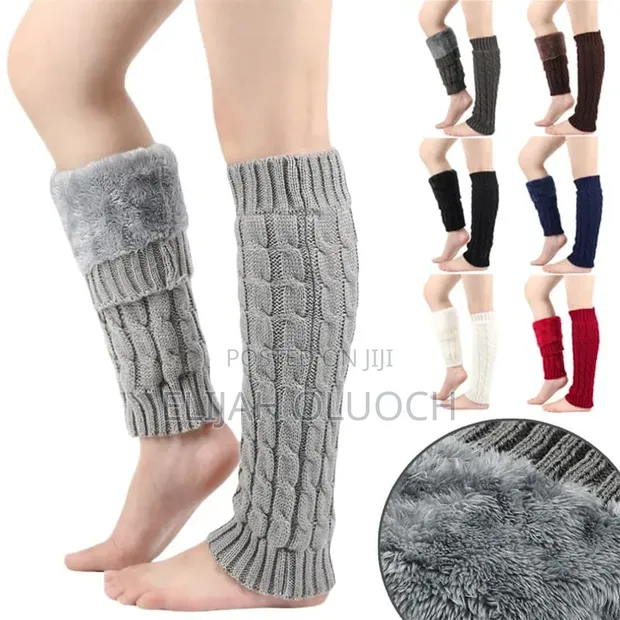 Double Fleece Plush Lined Leg Warmers - 1