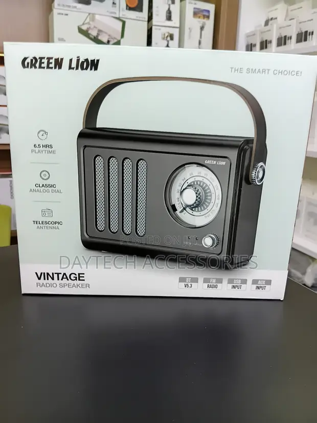 Vintage Green Lion 5W Speaker with FM, Bluetooth 5.3, AUX, USB - 1