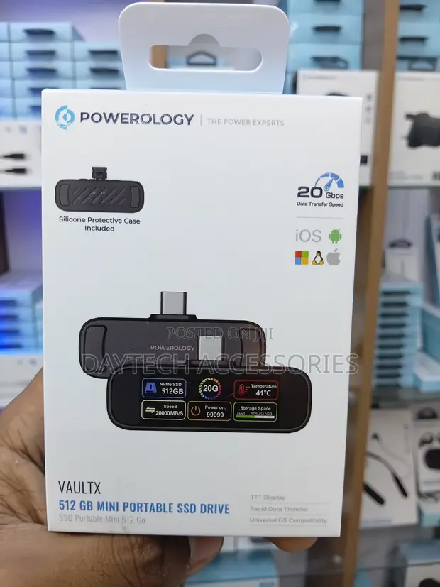 Powerology Vaultx 512GB Mini Portable SSD Drive - 1