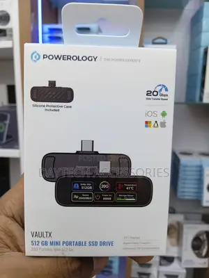 Powerology Vaultx 512GB Mini Portable SSD Drive